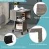 2-Stufiges Nachttisch-Set 2 Beistelltische mit Massivholzbeinen 40 x 40 x 64 cm Grau