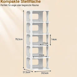 6-Stufiges Stapelbares Schuhregal Vertikaler Schuhorganizer Freistehender Schuhschrank Schwarz/Weiß