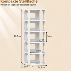 6-Stufiges Stapelbares Schuhregal Vertikaler Schuhorganizer Freistehender Schuhschrank Schwarz/Weiß