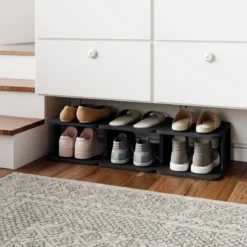 6-Stufiges Stapelbares Schuhregal Vertikaler Schuhorganizer Freistehender Schuhschrank Schwarz/Weiß