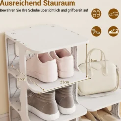 6-Stufiges Stapelbares Schuhregal Vertikaler Schuhorganizer Freistehender Schuhschrank Schwarz/Weiß