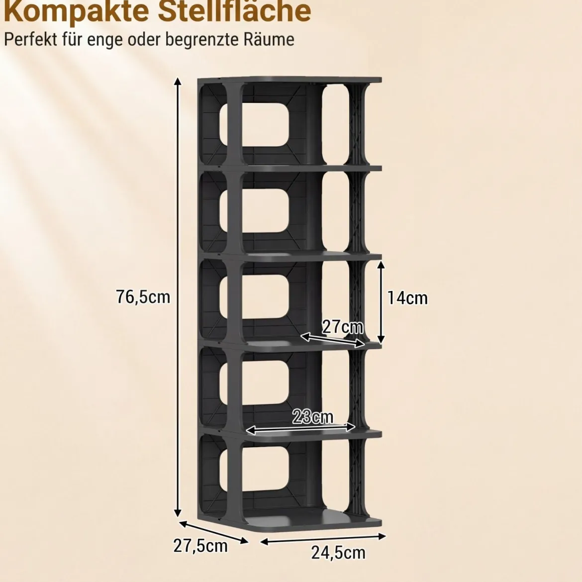 6-Stufiges Stapelbares Schuhregal Vertikaler Schuhorganizer Freistehender Schuhschrank Schwarz/Weiß