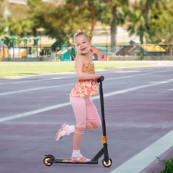 Stunt-Scooter Cityroller Scooter Tretroller mit PU-Rädern Schwarz
