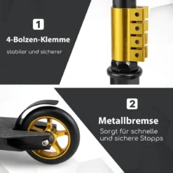 Stunt Scooter mit 360 Lenkung & PU Rädern & Aluminiumdeck Stuntscooter Funscooter