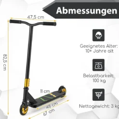 Stunt Scooter mit 360 Lenkung & PU Rädern & Aluminiumdeck Stuntscooter Funscooter