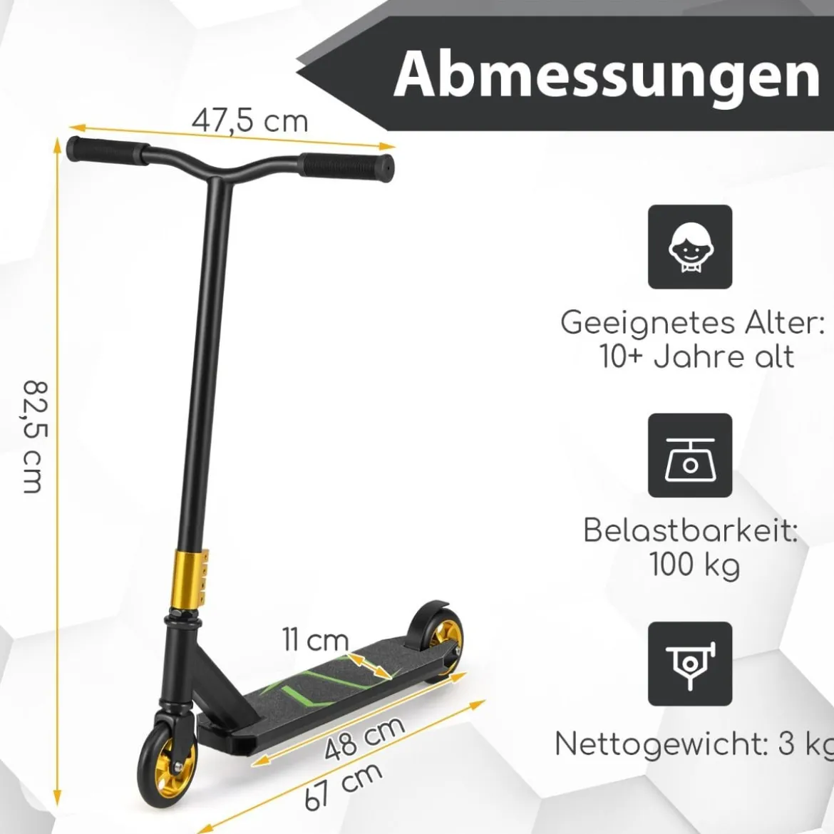 Stunt Scooter mit 360 Lenkung & PU Rädern & Aluminiumdeck Stuntscooter Funscooter