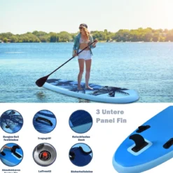 SUP Board Aufblasbar Stand up Board Paddelboard Blau