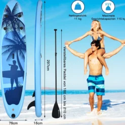 SUP Board Aufblasbar Stand up Board Paddelboard Blau
