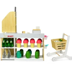 Supermarkt-Spielset mit Einkaufswagen Kinderkassierenspielzeug Rollenspiel supermarkt für kinder