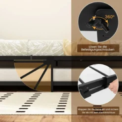 Tagesbett ausziehbar Ausziehbett 90 x 200 cm Gästebett mit Lattenrost Bettgestell für Schlafzimmer bis 220 kg belastbar