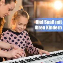 61 Tastatur Elektroklavier Digitale Keyboard Tragbar 83 x 27,5 x 9 cm Weiß