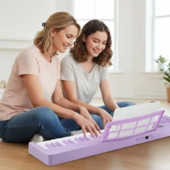 61-Tasten faltbares Klavierkeyboard vollwertiges elektronisches Keyboard mit MIDI- & Split-Funktion Lila