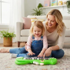25 Tasten Kinder Digitalpiano mit Eingebauter Musik & Licht Elektronisches Klaviertastatur Grün