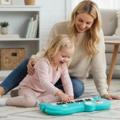 25 Tasten Kinder Digitalpiano mit Eingebauter Musik & Licht Elektronisches Klaviertastatur Blau