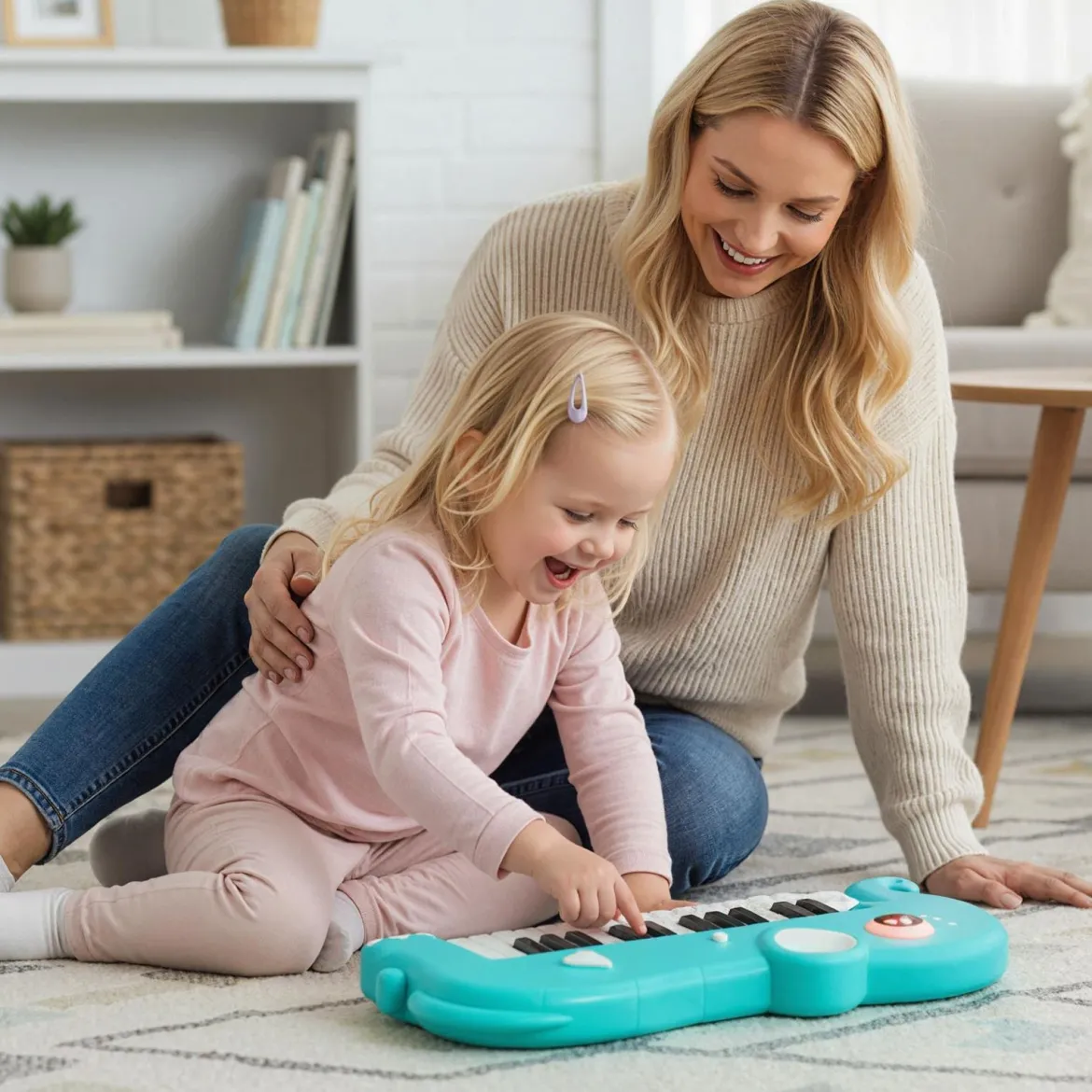 25 Tasten Kinder Digitalpiano mit Eingebauter Musik & Licht Elektronisches Klaviertastatur Blau