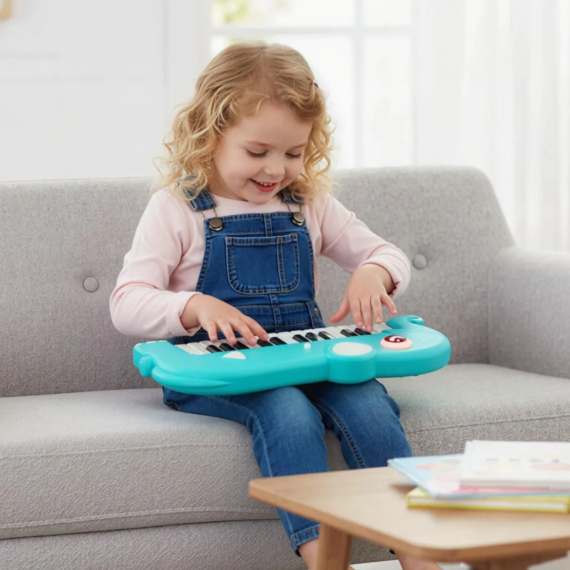 25 Tasten Kinder Digitalpiano mit Eingebauter Musik & Licht Elektronisches Klaviertastatur Blau