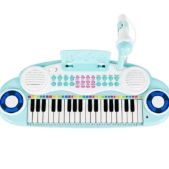 37 Tasten Kinder-Keyboard elektronisches Kinderklavier mit Licht Aufnahme & Abspiel Funktion Blau