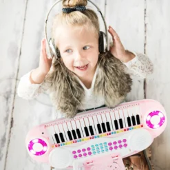 37 Tasten Kinder-Keyboard elektronisches Kinderklavier mit Licht Aufnahme & Abspiel Funktion Rosa