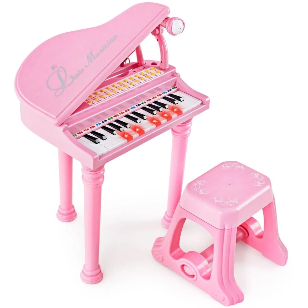 31 Tasten Kinder Keyboard mit Hocker Kinderklavier Spielzeugklavier 35 x 30 x 55 cm Rosa