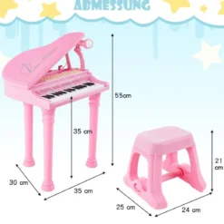31 Tasten Kinder Keyboard mit Hocker Kinderklavier Spielzeugklavier 35 x 30 x 55 cm Rosa