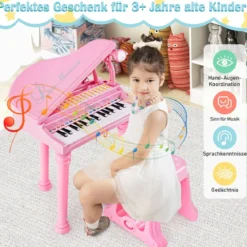 31 Tasten Kinder Keyboard mit Hocker Kinderklavier Spielzeugklavier 35 x 30 x 55 cm Rosa