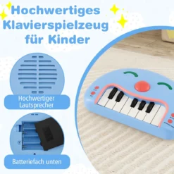 13-Tasten Kinder Keyboard mit Musik & Licht Baby Klavier Tragbares Musikinstrument Spielzeugklavier