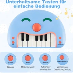 13-Tasten Kinder Keyboard mit Musik & Licht Baby Klavier Tragbares Musikinstrument Spielzeugklavier