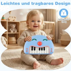 13-Tasten Kinder Keyboard mit Musik & Licht Baby Klavier Tragbares Musikinstrument Spielzeugklavier