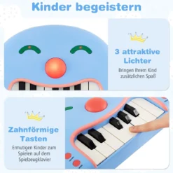13-Tasten Kinder Keyboard mit Musik & Licht Baby Klavier Tragbares Musikinstrument Spielzeugklavier