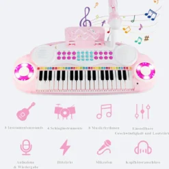 37 Tasten Klaviertastatur Kinder Keyboard mit Ständer pädagogische Keyboard 48 x 20 x 38 cm Rosa