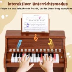 25 Tasten Mini Digitalpiano Kinder Elektrisches Klavier mit Einstellbarer Geschwindigkeit Braun