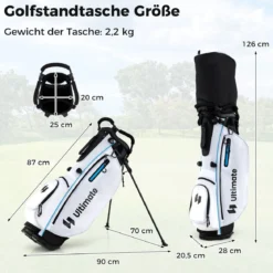 15 teilges Komplett Golfschläger Set Golf Set mit Golftasche & Regenhaube Weiß