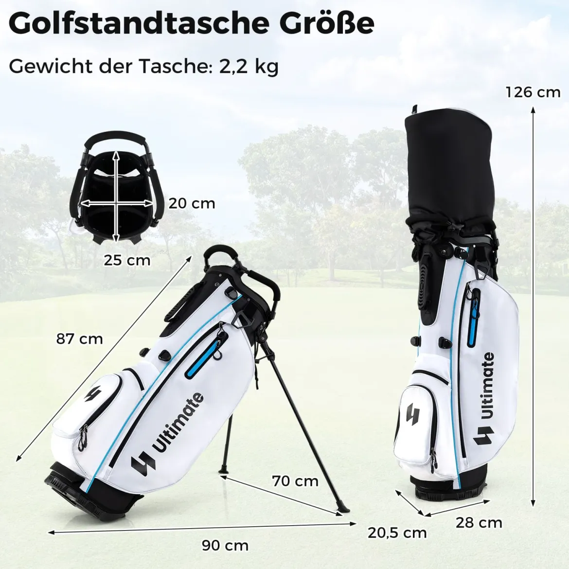 15 teilges Komplett Golfschläger Set Golf Set mit Golftasche & Regenhaube Weiß