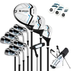 15 teilges Komplett Golfschläger Set Golf Set mit Golftasche & Regenhaube Weiß