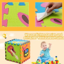 125-teilige Baby Spielmatte Baby EVA-Bodenmatte mit Zaun Puzzlematte 31,5 x 31,5 x 1 cm Bunt