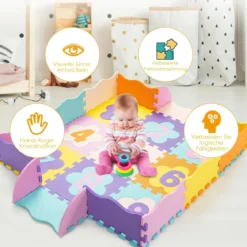 75-teilige Baby-Spielmatte Baby EVA-Bodenmatte Puzzlematte mit Zaun Bunt