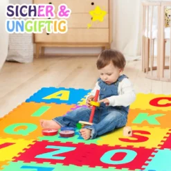 72-teilige Bodenpuzzle-Spielmatte für Kinder Puzzlematte Kinder Spielmatte 31,5 x 31,5 x 1 cm Bunt