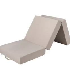 3-teilige Faltmatratze Klappmatratze aus Schaumstoff Gästematratze klappbar 195 x 75 x 15cm Beige