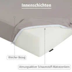 3-teilige Faltmatratze Klappmatratze aus Schaumstoff Gästematratze klappbar 195 x 75 x 15cm Beige