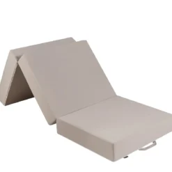 3-teilige Faltmatratze Klappmatratze aus Schaumstoff Gästematratze klappbar 195 x 75 x 15cm Beige