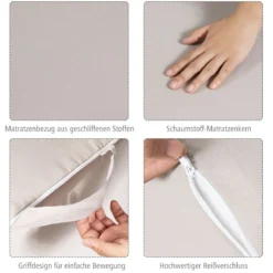 3-teilige Faltmatratze Klappmatratze aus Schaumstoff Gästematratze klappbar 195 x 75 x 15cm Beige