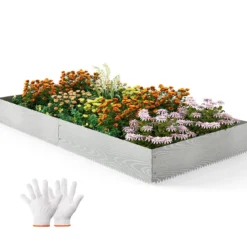 6-teilige Rasenkante aus Verzinkt Metall Mähkante Beetumrandung DIY Hochbeet Gartenbeet 110 x 22 cm