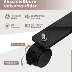 6-Teiliger Faltbarer Raumteiler 172 cm Hoher Sichtschutz mit Feststellbaren Rädern Schwarz