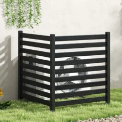 2-teiliger Gartenzaun mit Holzpfählen Sichtschutzzaun Dekorativer Steckzaun Schwarz