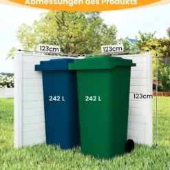 4-teiliger Gartenzaun mit Pfosten aus Verzinkte Metall & Schutzkappen Dekorativer Sichtschutzzaun Weiß