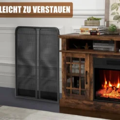 3-teiliger Kaminschutz Funkenschutz aus schmiedeeisernem Metallgeflecht mit flexiblen Scharnieren