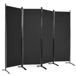 4-teiliger Klappbarer Trennwand Sichtschutz für Zuhause, Büro 220 x 51 x 173 cm Schwarz