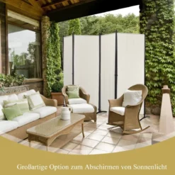 4-teiliger Klappbarer Trennwand Sichtschutz für Zuhause Büro 220 x 51 x 173 cm Weiß