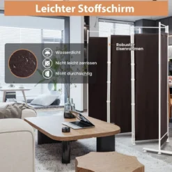 6-teiliger Raumteiler mit Langlebigen Scharnieren & Metallbasis 300 cm Lang Braun