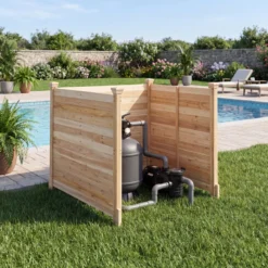 3-Teiliger Sichtschutzzaun aus Tannenholz Gartenzaun für Klimaanlage & Wärmepumpe Natur